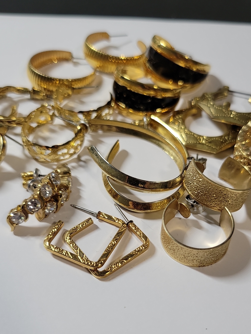 Gold-Tone Mixed Hoop & Stud Earring Lot - Women Jewelry